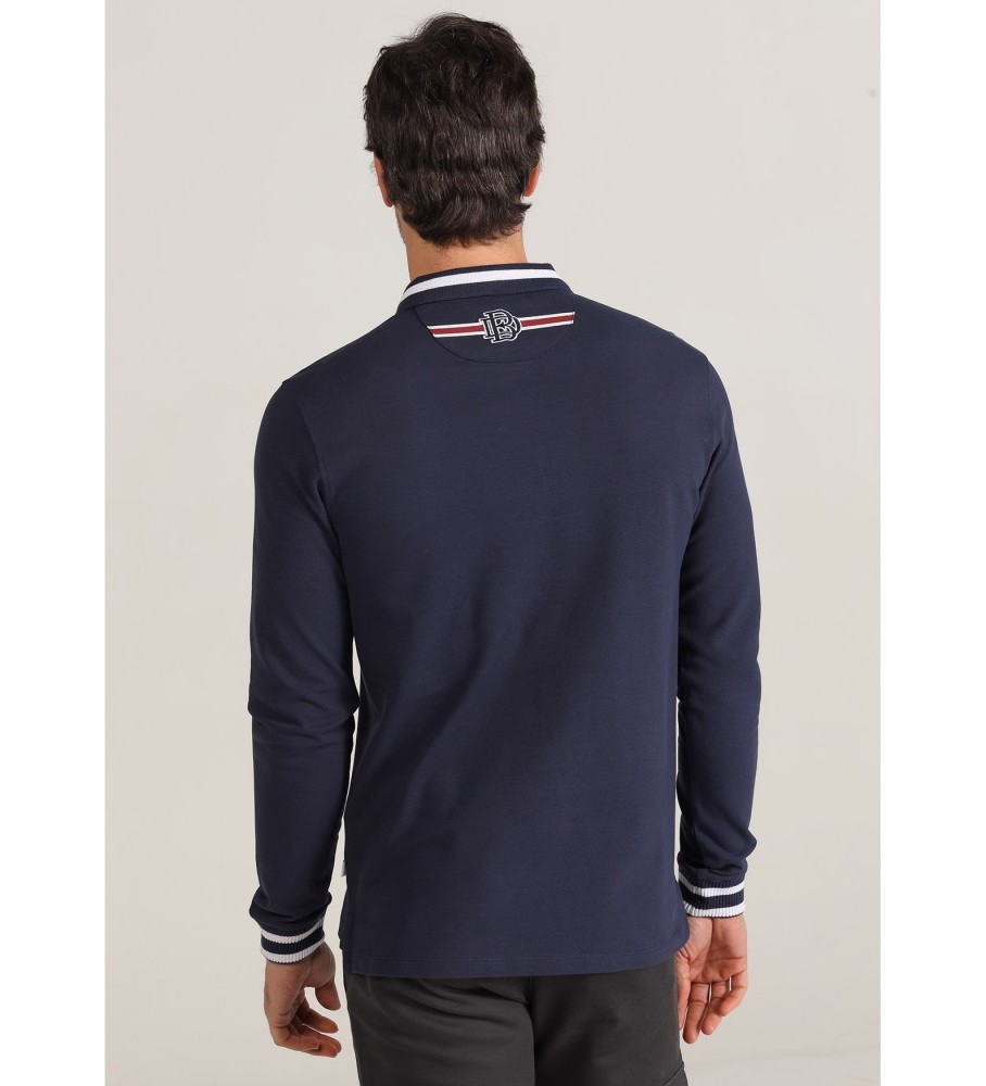 Camisa polo Bendorff azul marinho de manga comprida com zíper