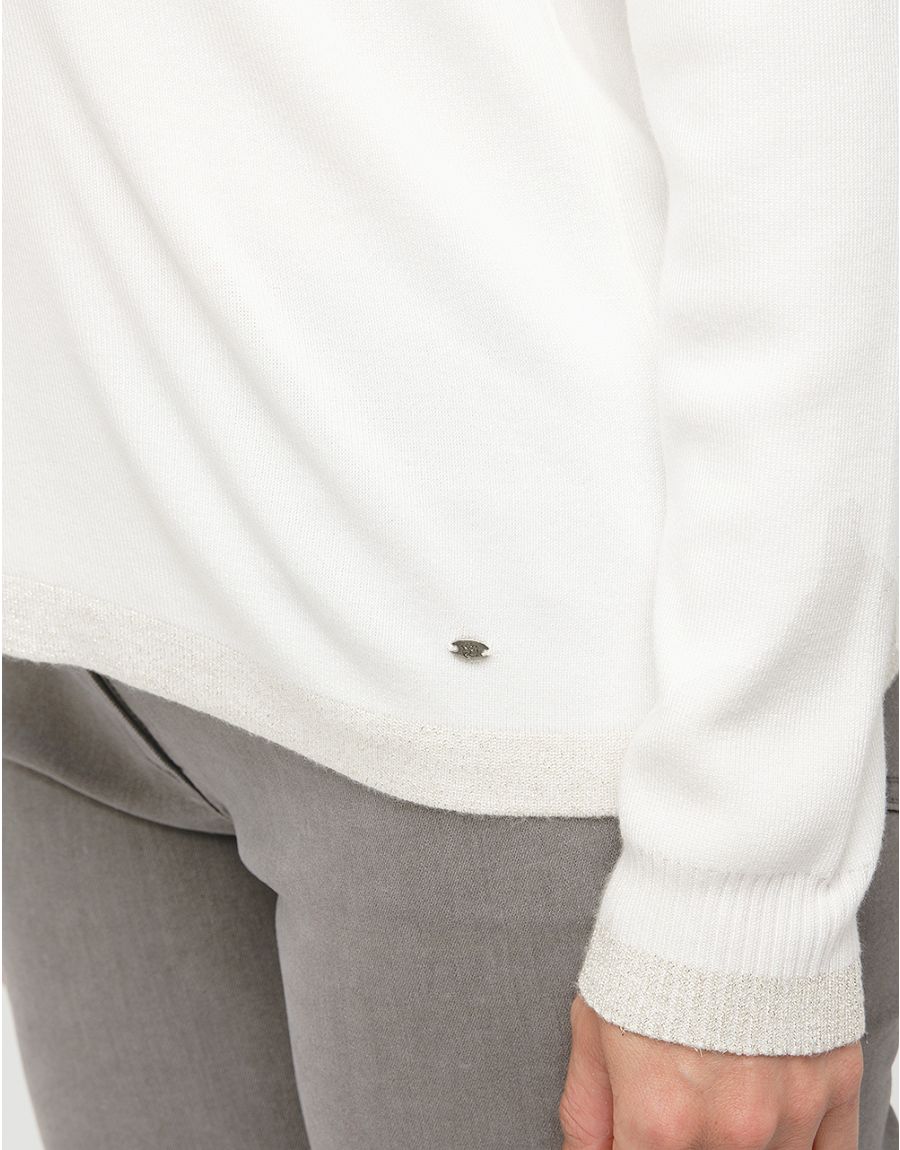 Pull écru col irisé