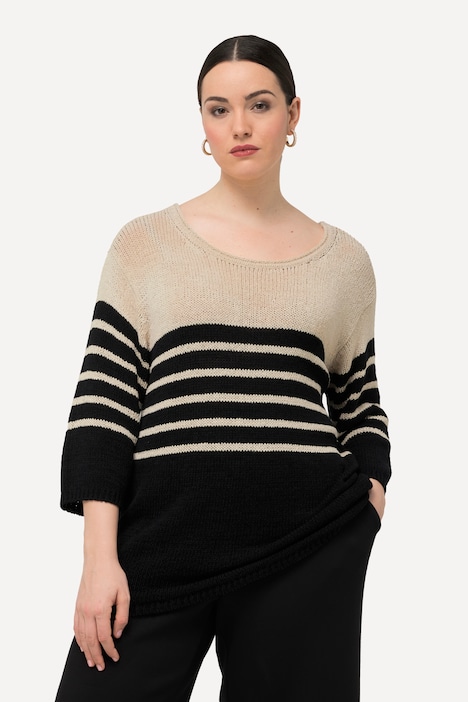 Pullover, Ringel, Oversized, Rundhals, 3/4-Arm