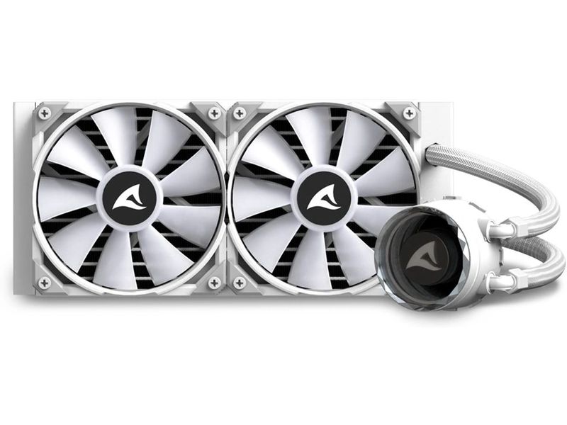 Sharkoon Wasserkühlung S80 RGB Weiss Kompakte All-in-One-Wasserkühlung mit einem 240-Millimeter-Radiator