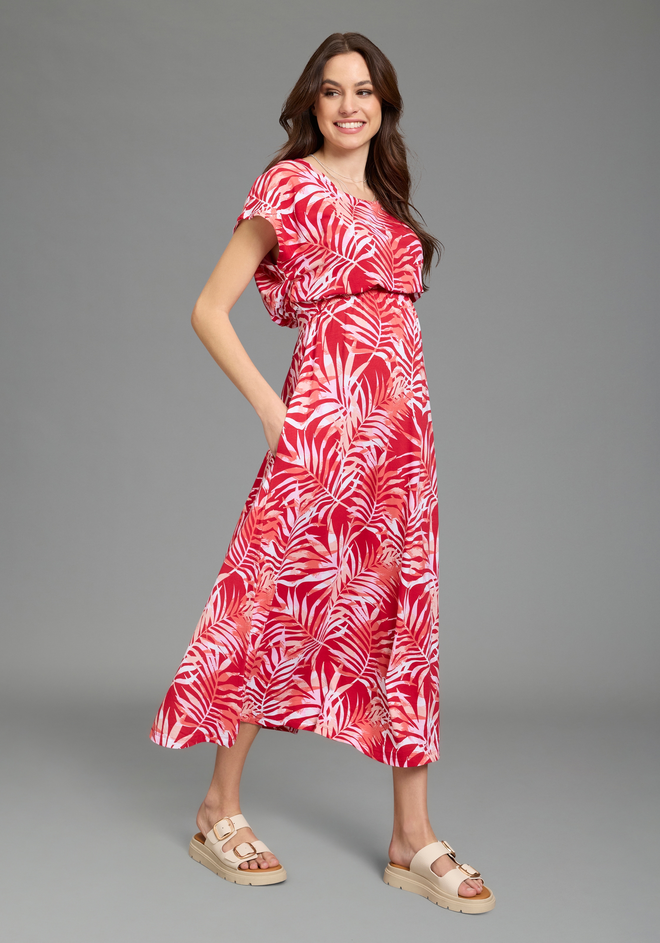 Neun Monate Umstandskleid »Langes Schwangerschafts- und Still-Kleid« Ohne Taschen Jersey-Kleid für Schwangerschaft und Stillzeit