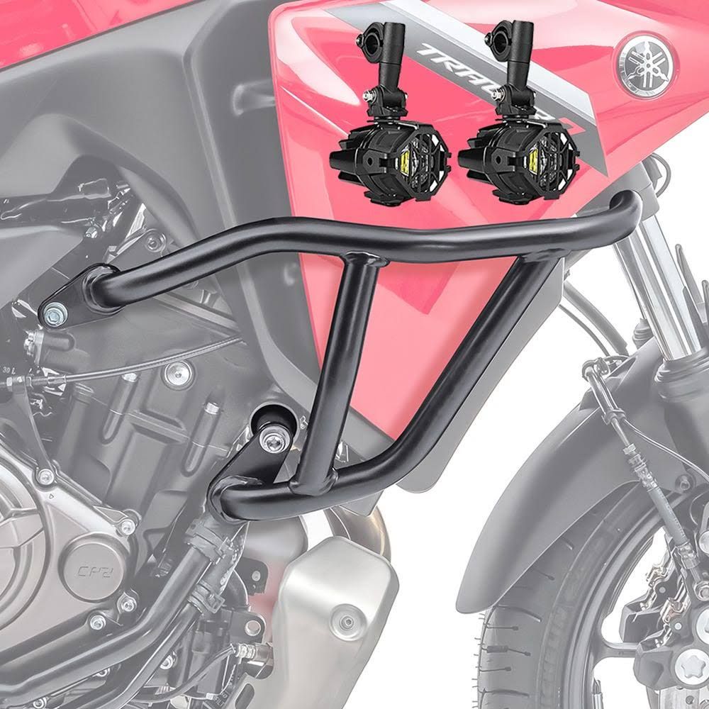 Set Pare carter + Phare Additionnel adapté a Yamaha Tracer 7 / GT 21-24 Feux de brouillard Motoguard MK14 noir