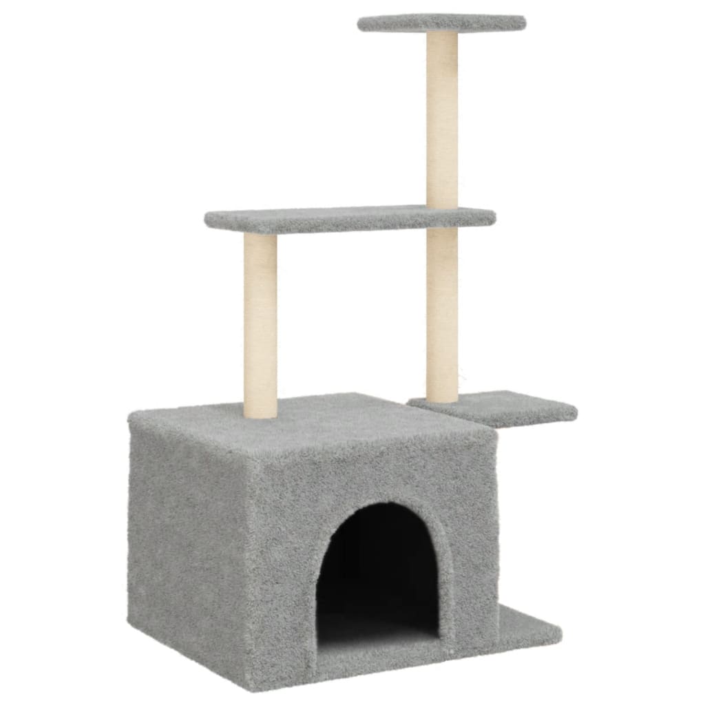 Arranhador para gatos vidaXL com postes de sisal cinza claro, 110 cm