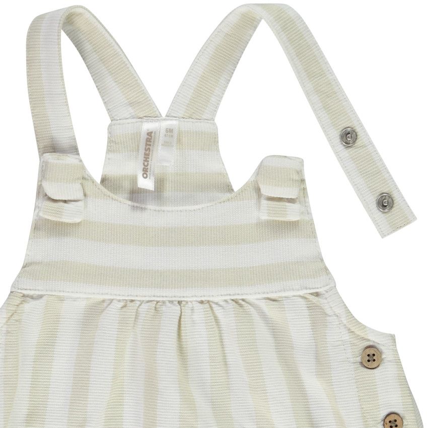 Barboteuse en coton à rayures pour bébé - Ecru