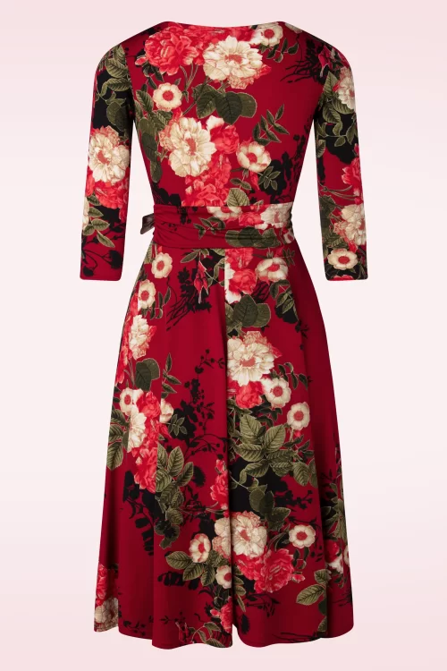 Vintage Chic for Topvintage Caryl Floral swing jurk in wijn