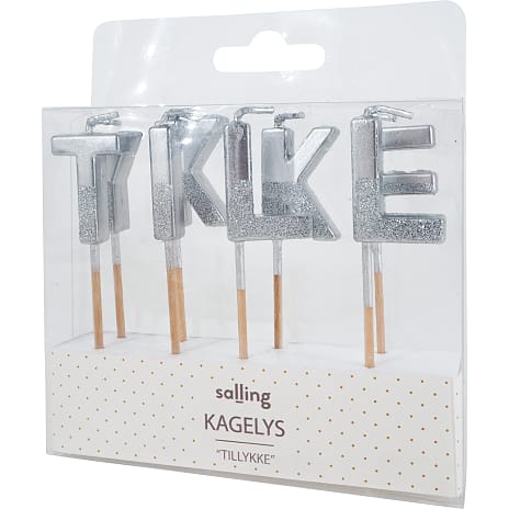 Salling kagelys med glimmer 8-pak - Sølv