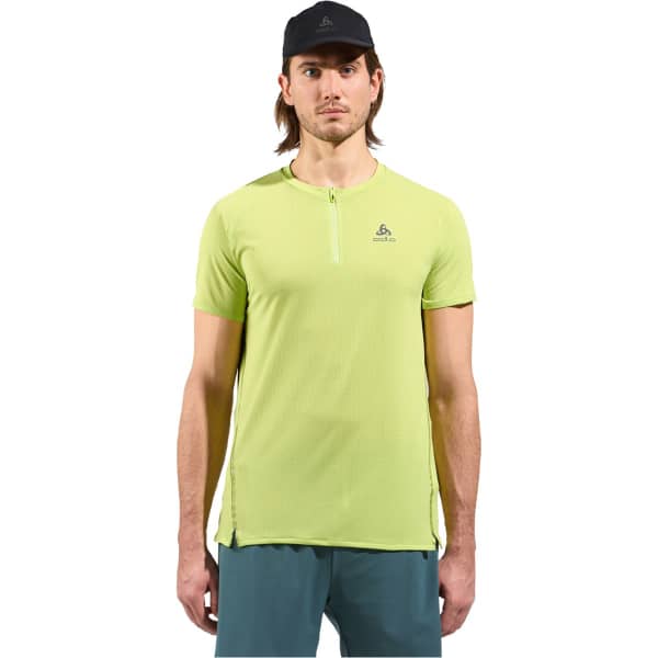 T-shirt running ODLO X-ALP TRAIL CREW NECK S/S 1/2 ZIP SHARP GREEN