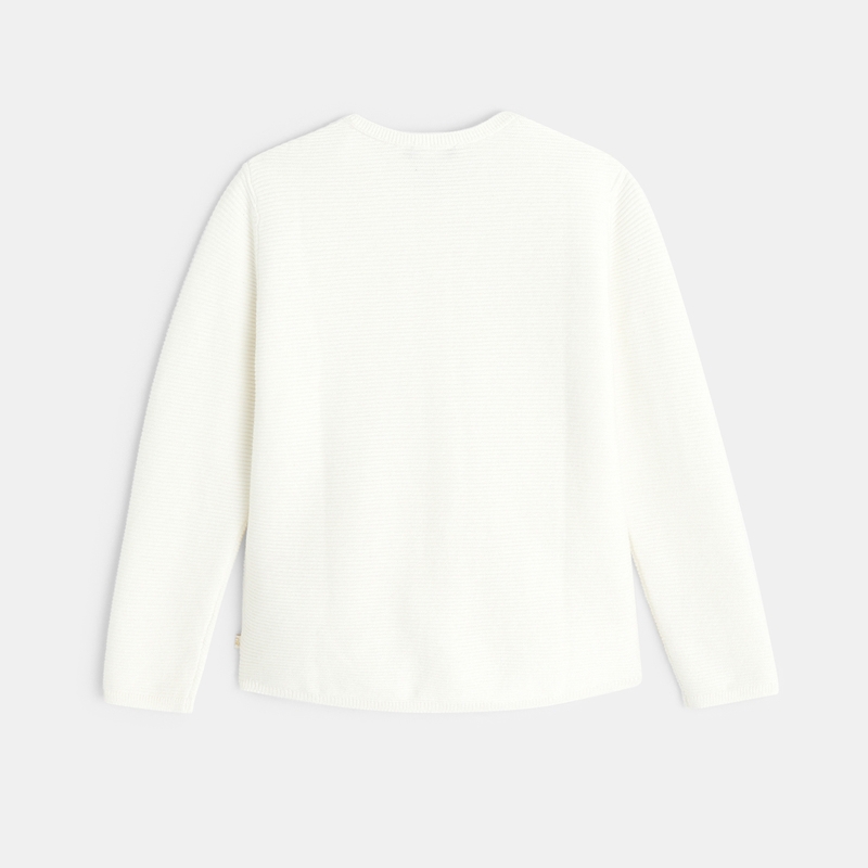 Gilet côtelé boutonné blanc fille
