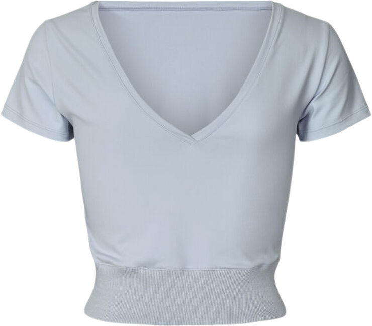Carite Ribbed Waist Crop T-shirt Blå