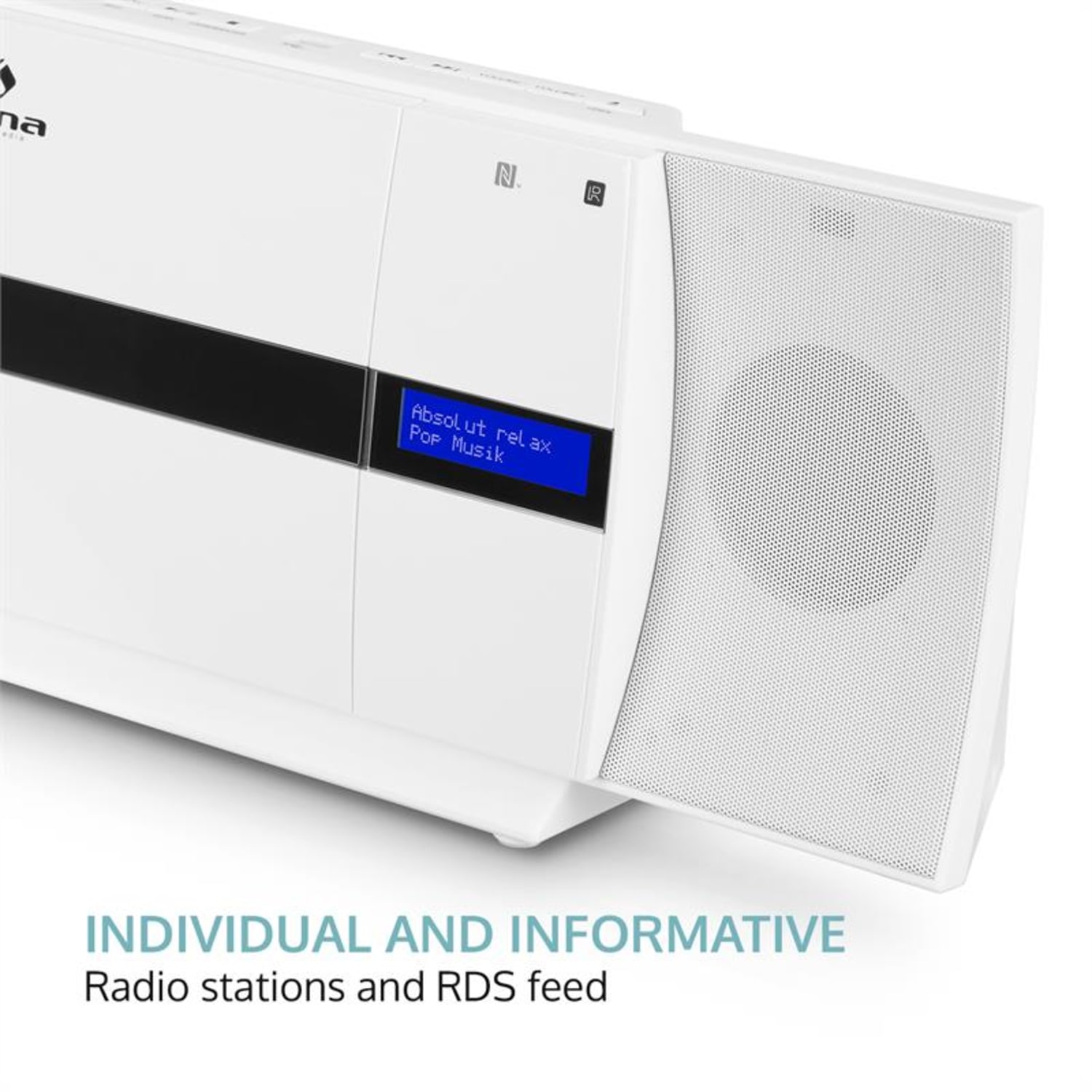 V-20 DAB Vertikal-Stereoanlage BT NFC CD MP3 USB DAB+ & UKW-Tuner Weiß