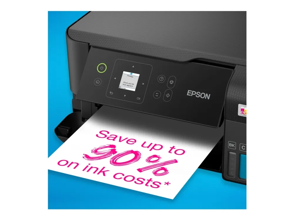 Epson EcoTank ET-2840 - Multifunktionsprinter - farve - blækprinter - ITS - A4 (medie) - op til 15 spm (udskriver) - 100 ark - Wi-Fi, USB - sort