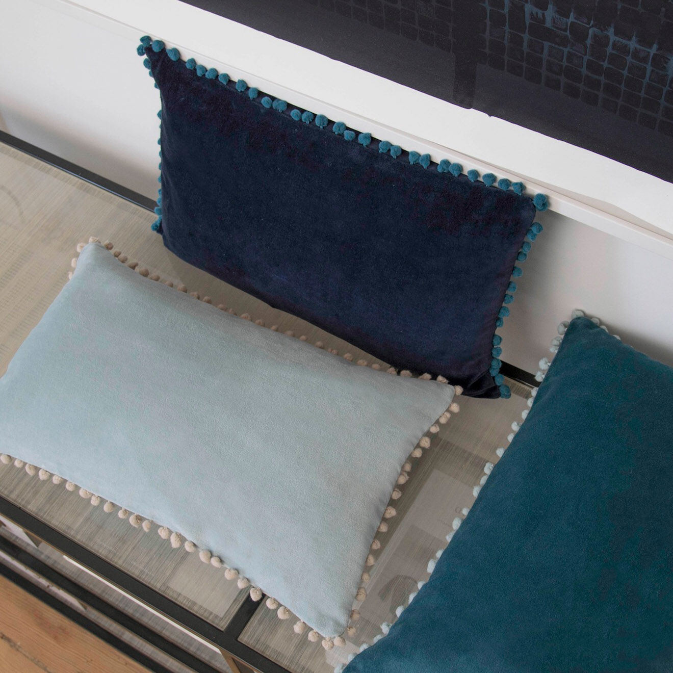 Febronie Housse de coussin en velours Avoriaz vert céladon - 50x30 cm