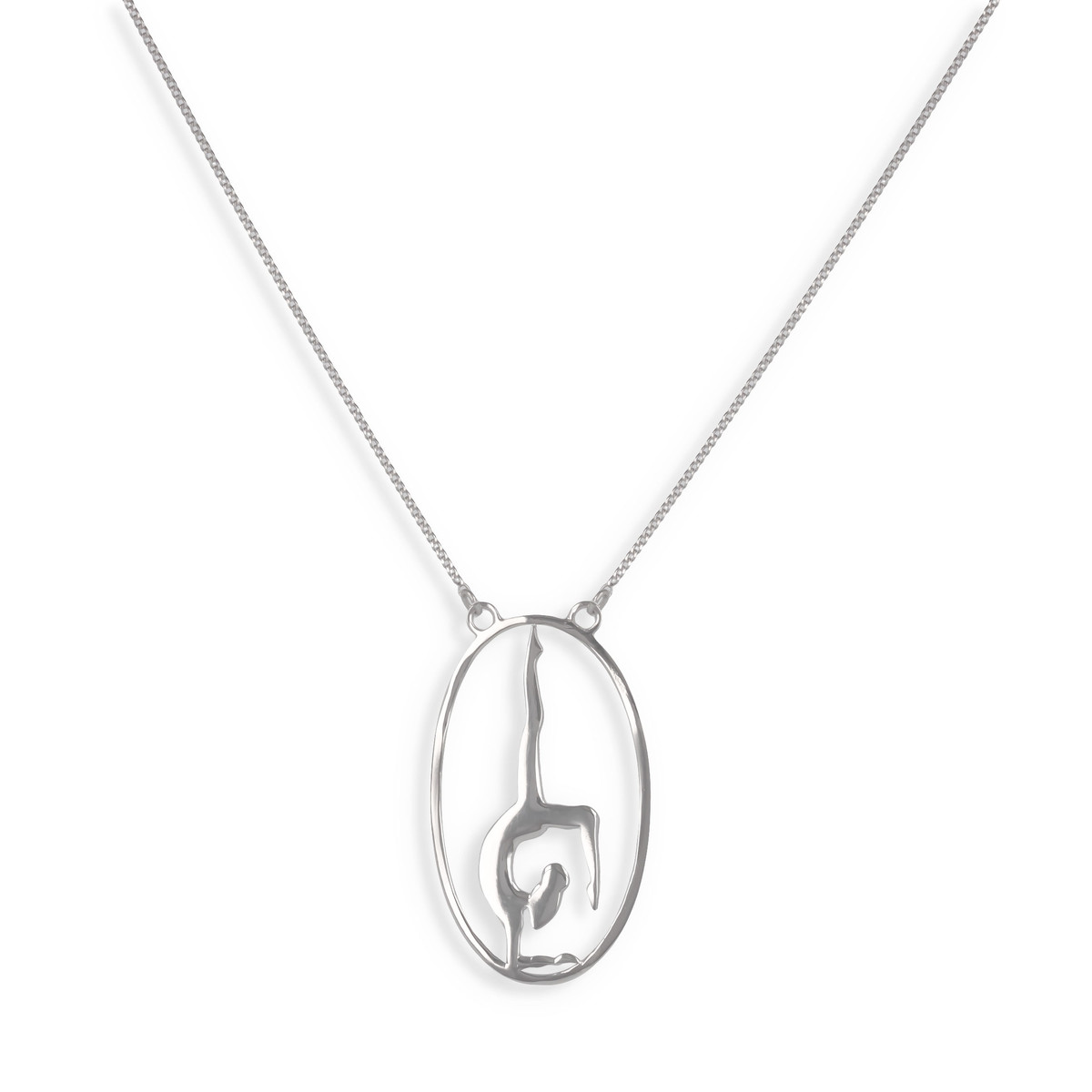 bijoux Collier posture yoga Argent massif ovale Femme