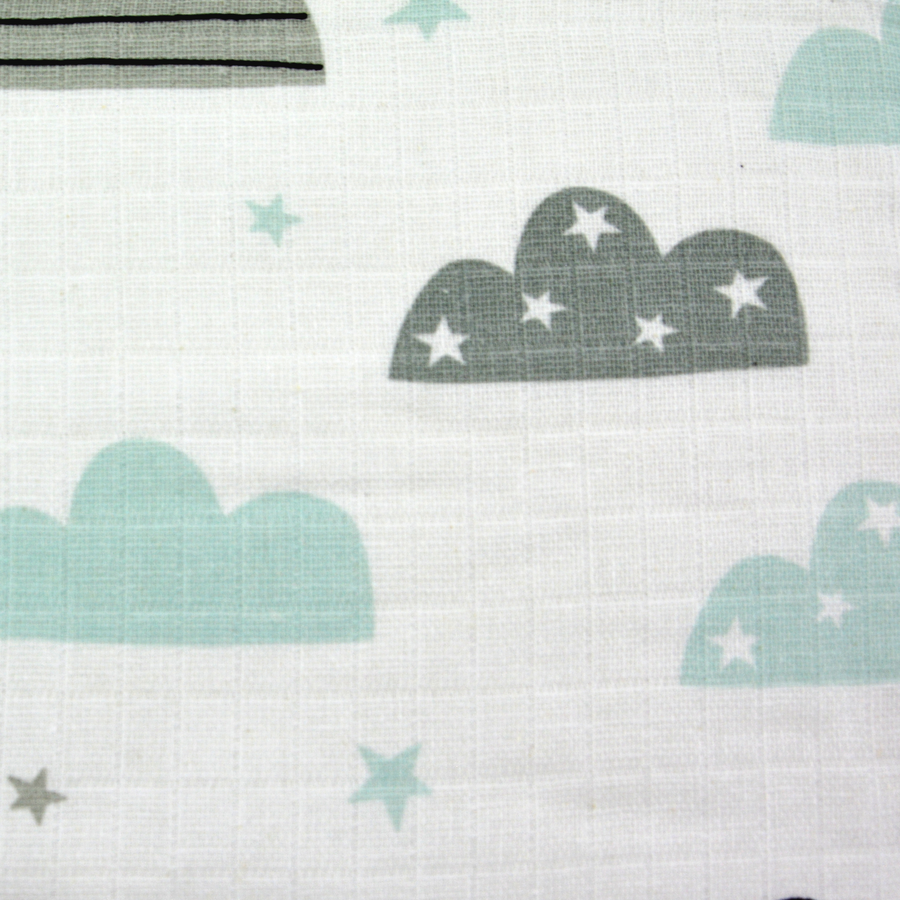 M.M.C. Mullwindel 10 PACK Spucktücher 80x70 cm Mulltücher Wolken (5 Grau, 5 Mint)