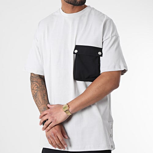 Ensemble Tee Shirt Poche Et Pantalon Jogging LL603 Gris Noir