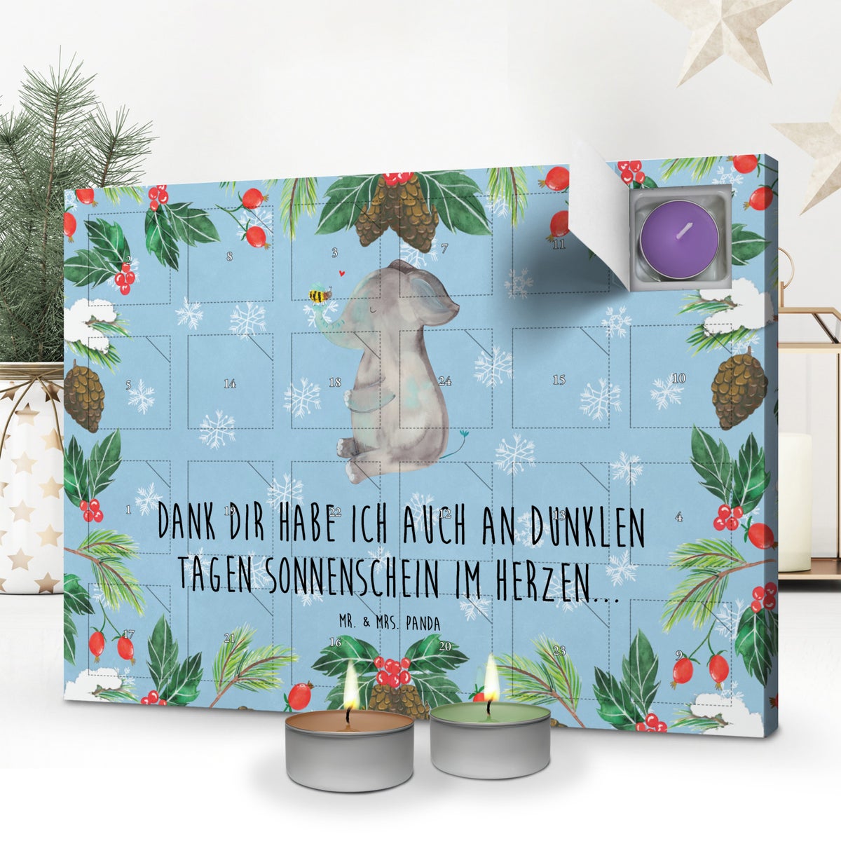 Mr. & Mrs. Panda Geurkaars Adventskalender Olifant Bij - Pastelblauw