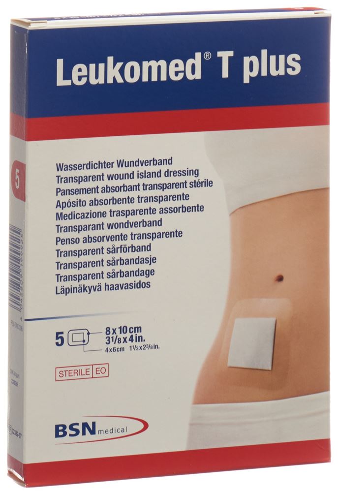LEUKOMED T plus transparenter Wundverband<br>5 Stück, 8x10cm, mit Wundauflage