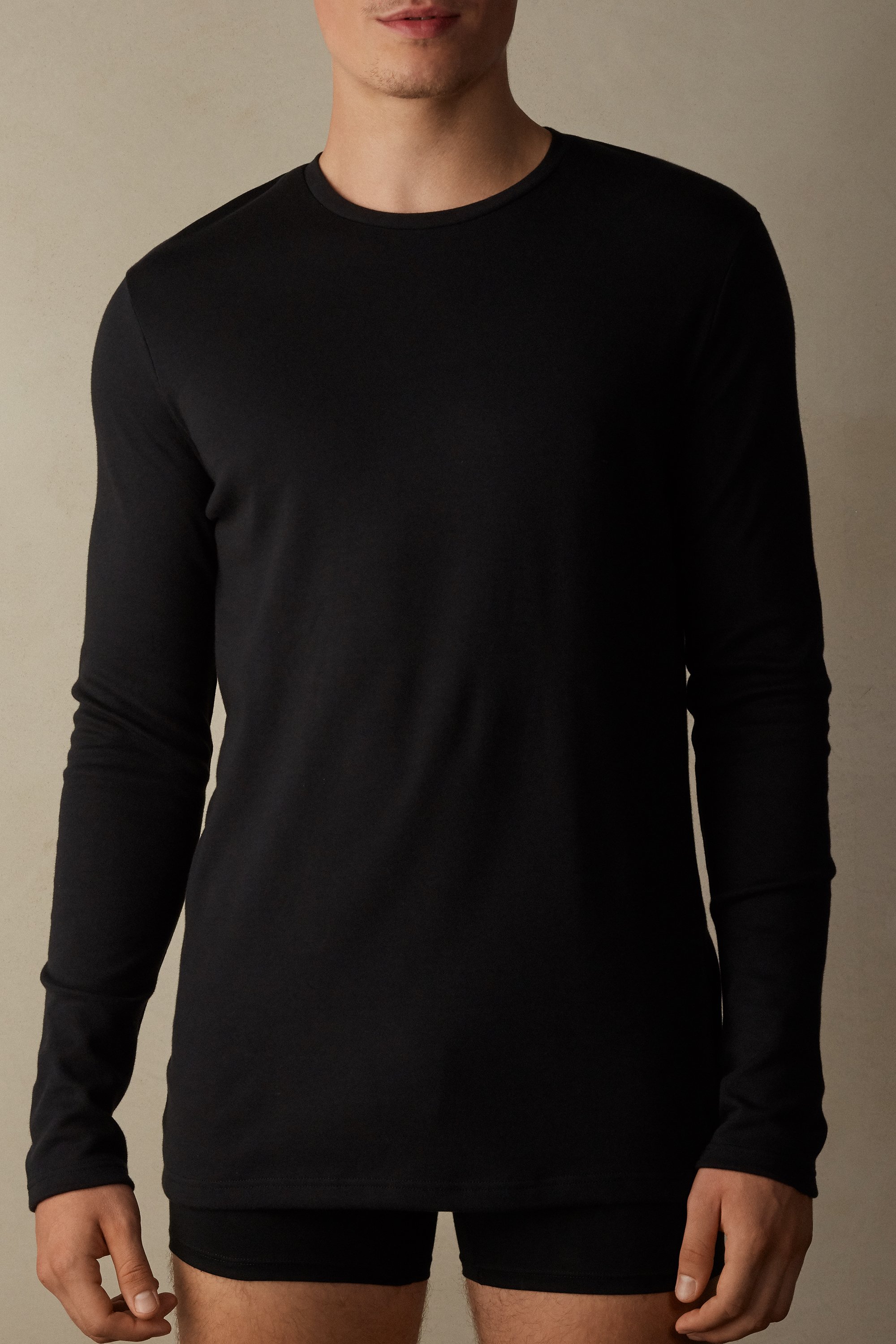 Camiseta de manga comprida em algodão quente