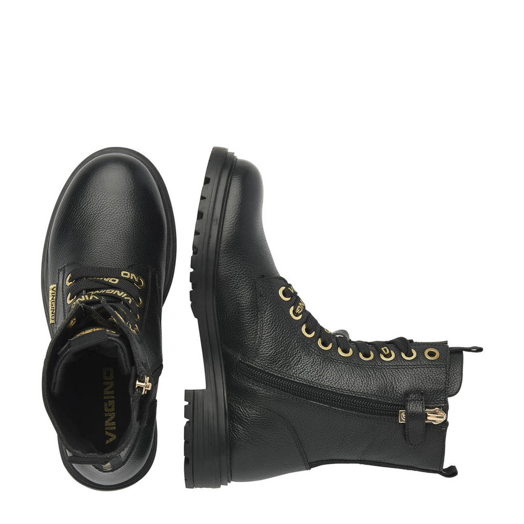 Vingino Julialeren veterboots zwart