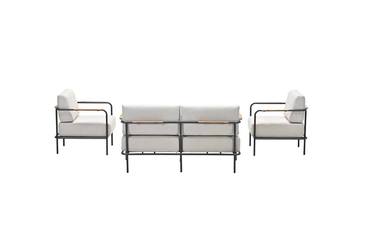 Garden Impressions Lisboa loungeset - 4-delig - carbon black-teak look