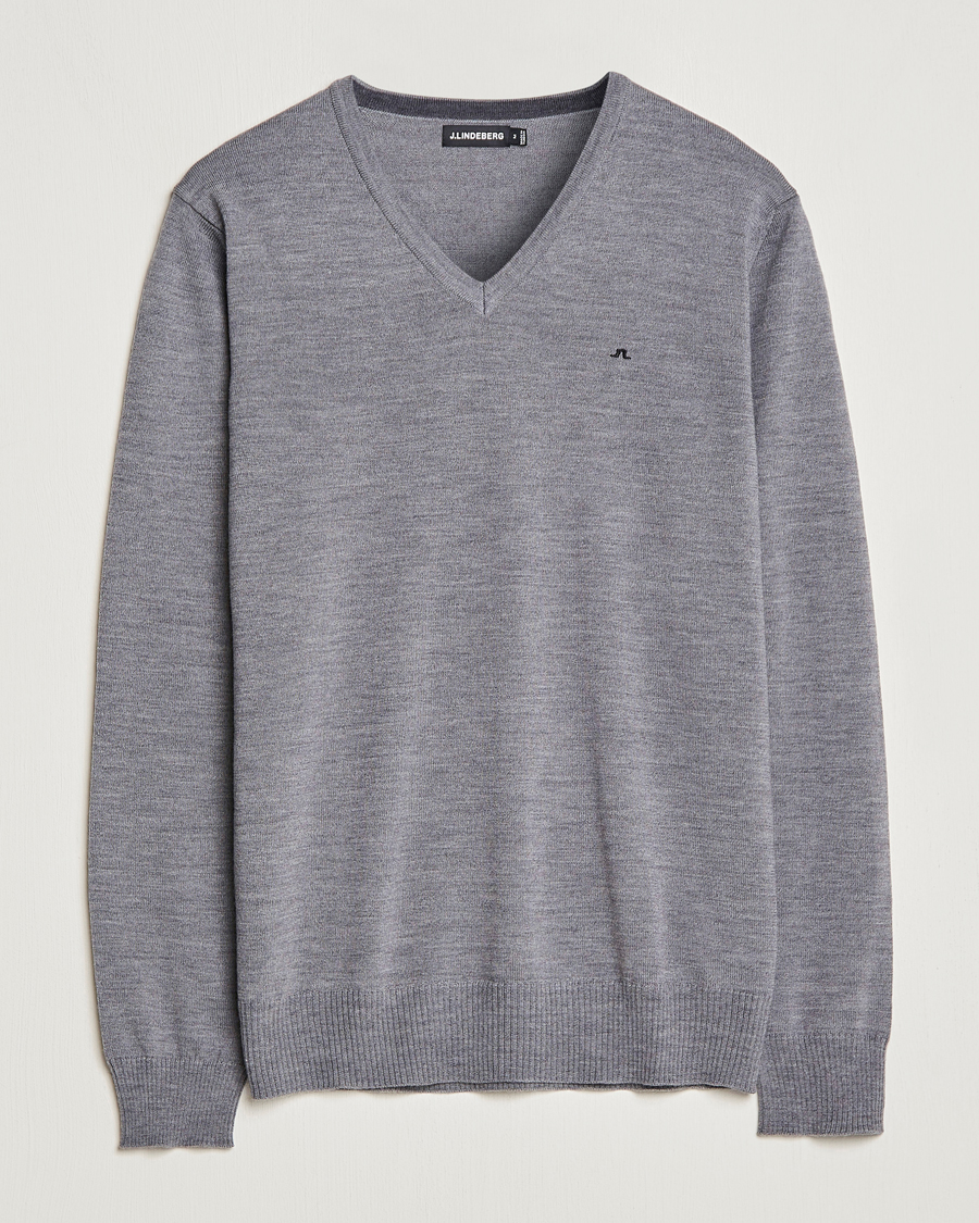J.Lindeberg Lymann True Merino V-Neck Pullover Grey