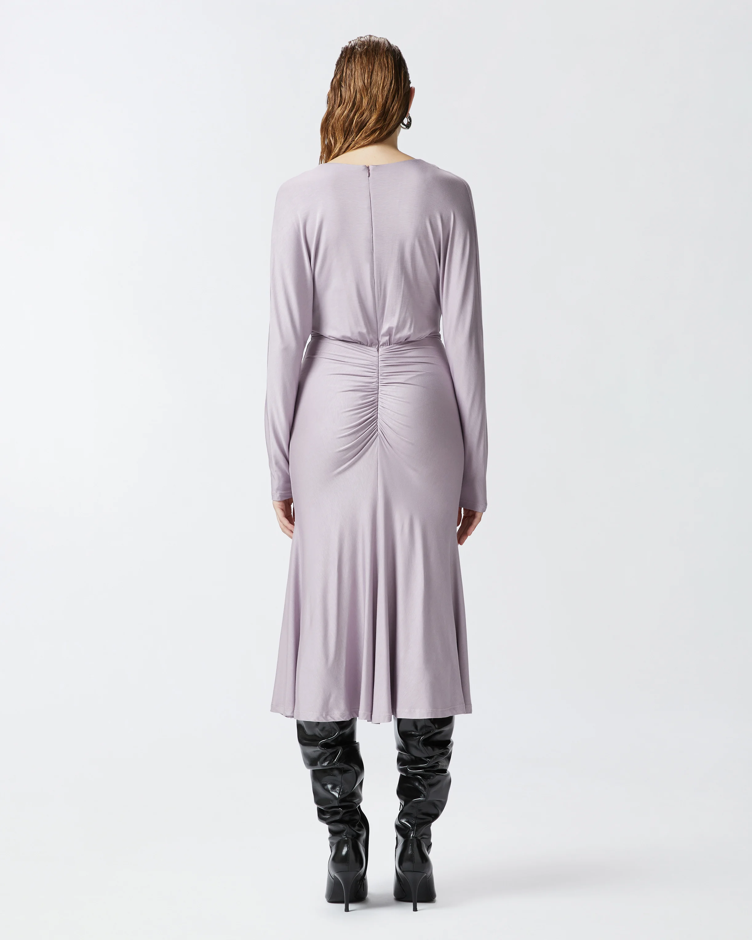 Midi dress in modal with v-neck | Violet