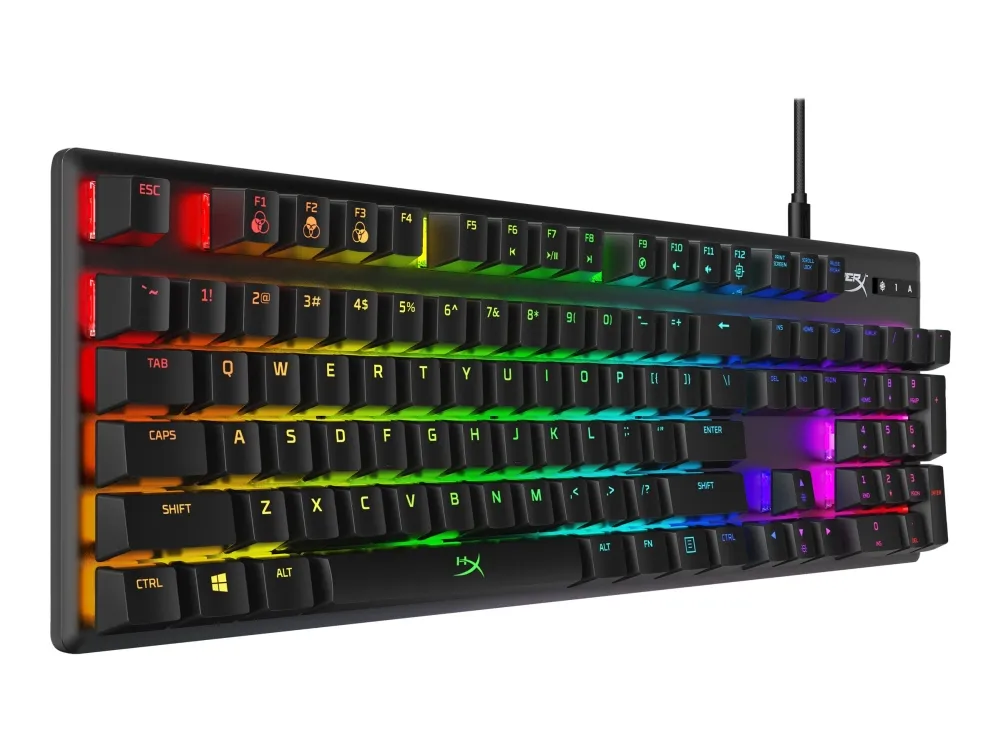 HyperX Alloy Origins - Tastatur - bagbelyst - USB-C - QWERTY - USA - tastkontakt: HyperX Red - sort
