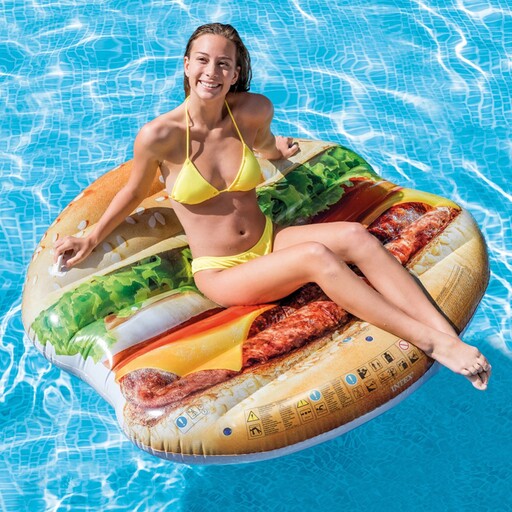 Hambúrguer inflável hiper-realista da Intex com alças