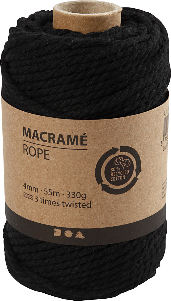 Macramé Reb - L 55 M - Ø 4 MM - Sort - 330 G