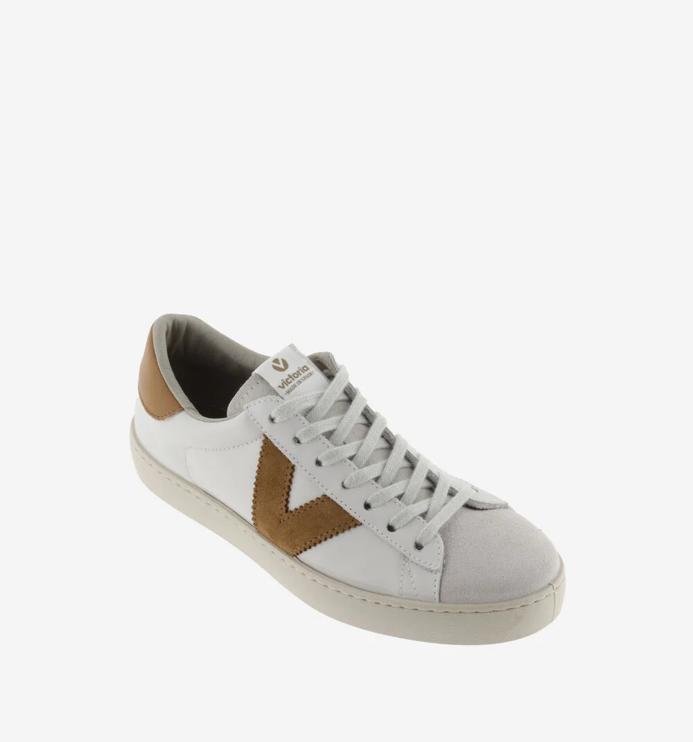 BERLÍN CUIR & CUIR FENDU Baskets blanches unisexes en cuir CUERO