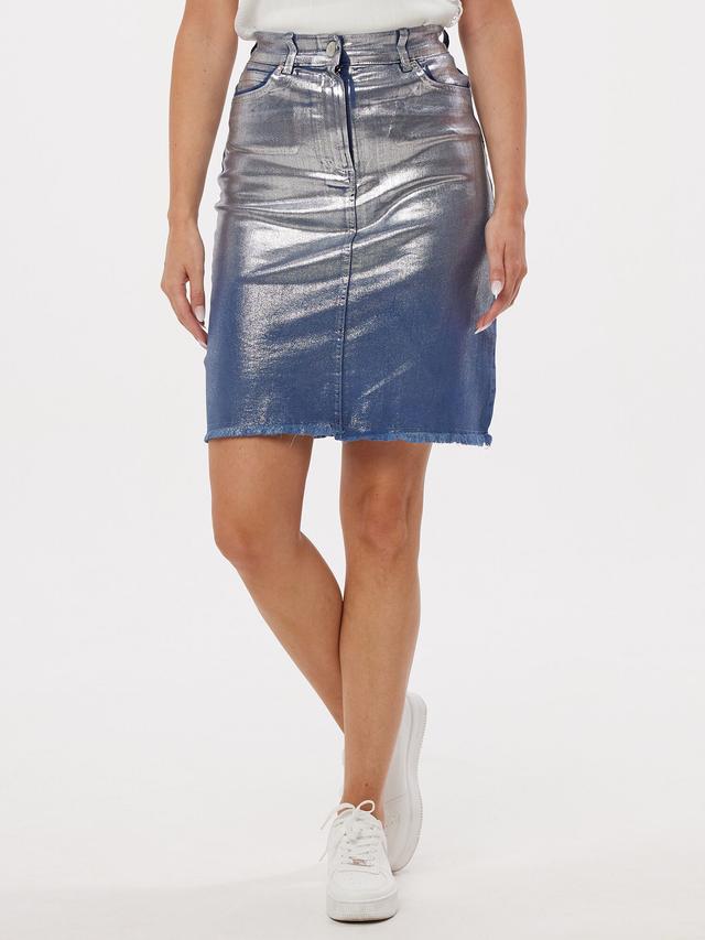 Jeansrock mit Folienprint