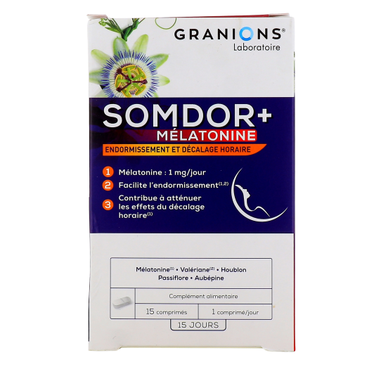 Granions Somdor+ Mélatonine 1mg - Complément alimentaire sommeil