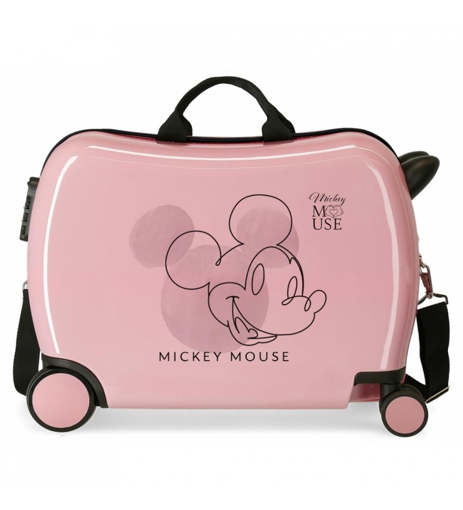 Mala infantil Disney Mickey Outline com 2 rodas multidirecionais, rosa
