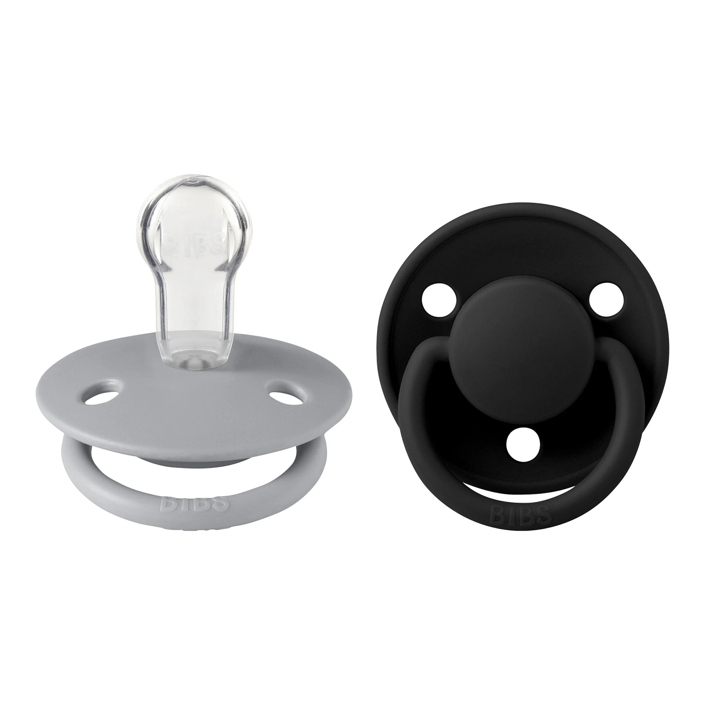 BIBS 2er-Pack De Lux Schnuller Silikon, 0-3 Jahre grau / schwarz