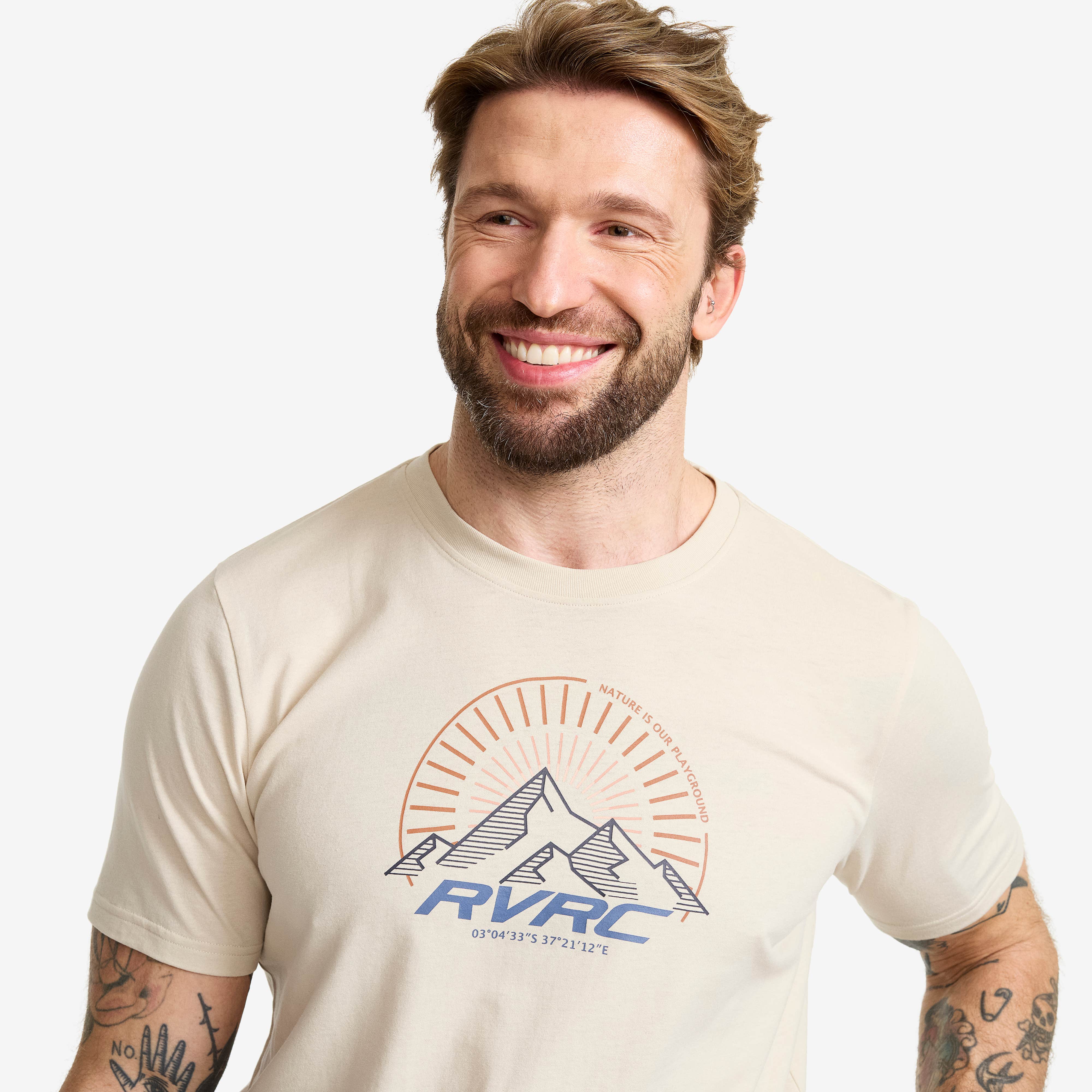 Easy Graphic T-shirt Herre Oatmeal