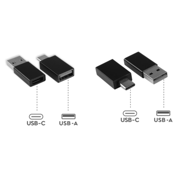 Q-Link adapter 1x USB-C/A en 1x USB-A/C zwart