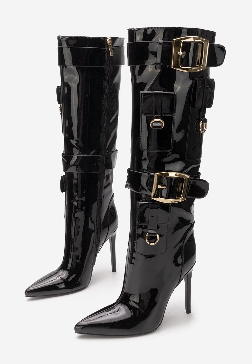 Bottes hautes à talon fin noires Tamisha
