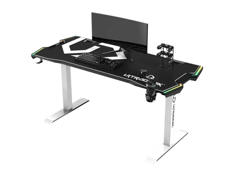 Ultradesk Force, Lige, Friform facon, Spil, Sort, Hvid, Rød/grøn/blå, 1660 mm