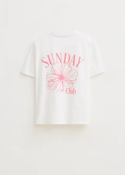 T-shirt met print sunday club wit (WIT)