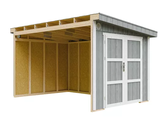 Abri de Jardin Qualité Premium 8,68 m² - H231x248x412 cm - Sans plancher e paroi latérale - Timbela M939B-CAVERN STEEL