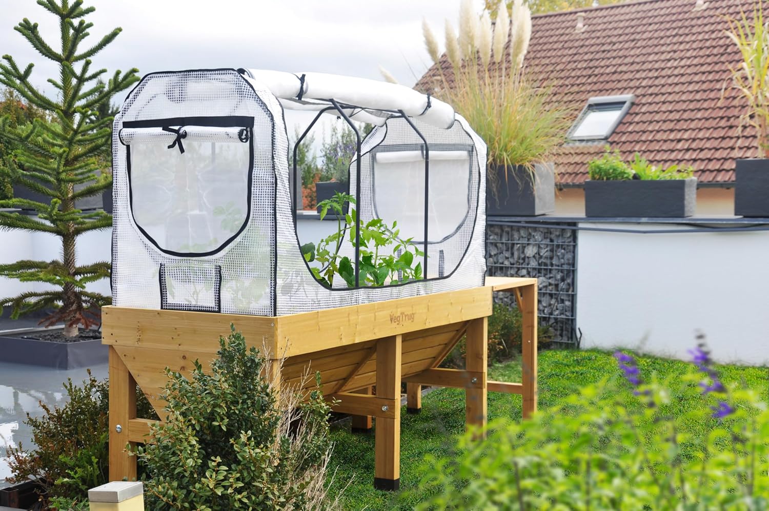 VegTrug® Gewächshausaufsatz Classic - Hochbeet Abdeckung mit Micro-Net-Funktion & PE-Folie - Frühbeet Aufsatz für Pflanzkasten - 99,5x72x90 cm