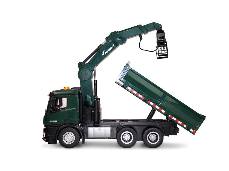 Amewi Lastwagen Mercedes Benz Arocs Kipper mit Kran 1:18, R LKW Kranwagen mit Kippmulde & Greifer