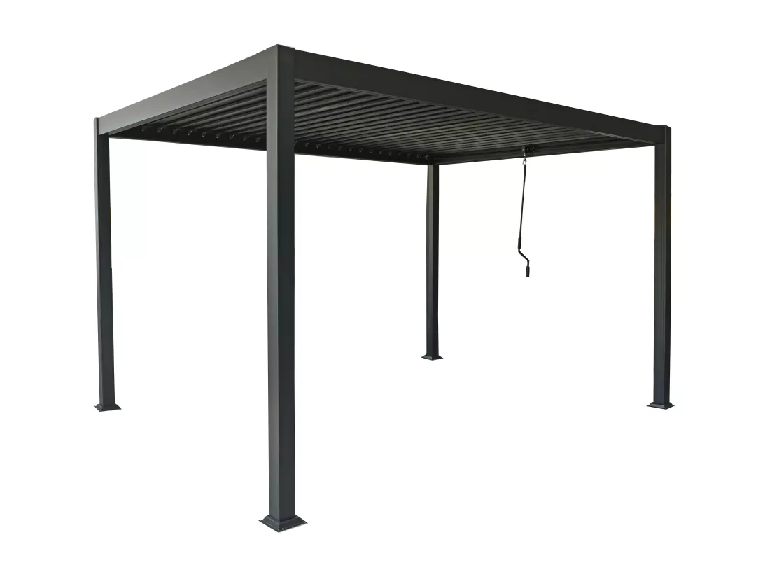 Pergola bioclimatique autoportante en aluminium avec lames orientables - 12 m² - anthracite - AMALFI