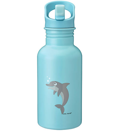 Carl Oscar Trinkflasche - Stählern - 500 ml - Blau m. Delphin