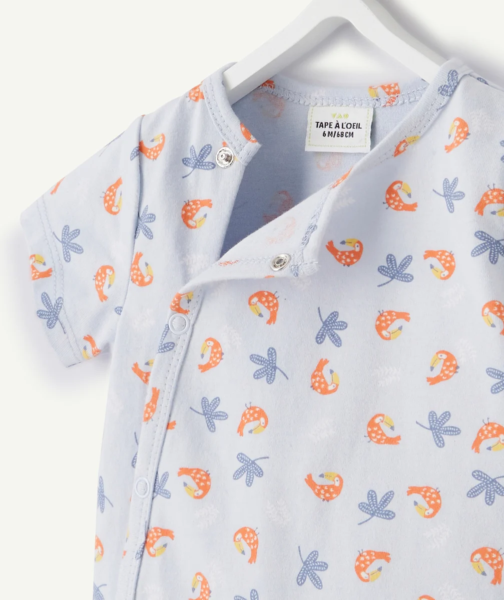 LE DORS BIEN SHORT BLEU IMPRIMÉ OISEAU EN COTON BIOLOGIQUE