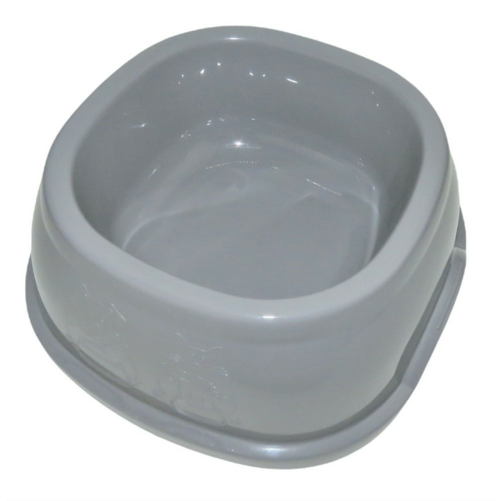 Ecuelle carrée 1 litre, gris en plastique, pour chien