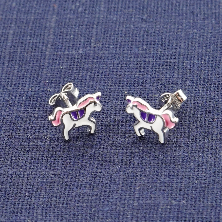 trendor Kinder-Ohrringe Silber 925 Einhorn Ohrstecker silver
