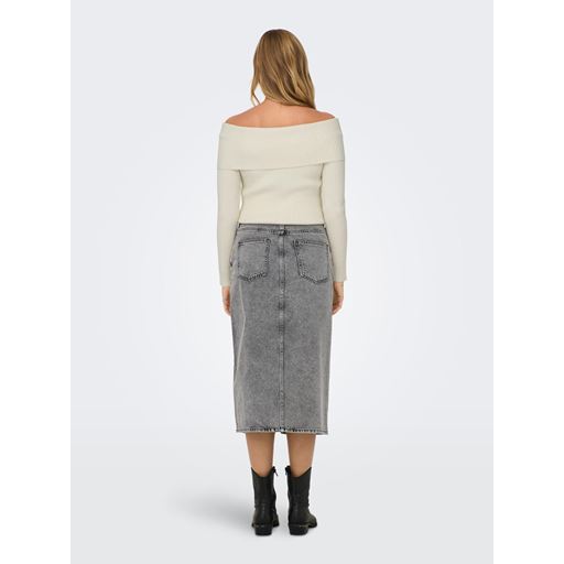 ONLY Gry Højtaljet Denimnederdel, Grey Denim Acid, L