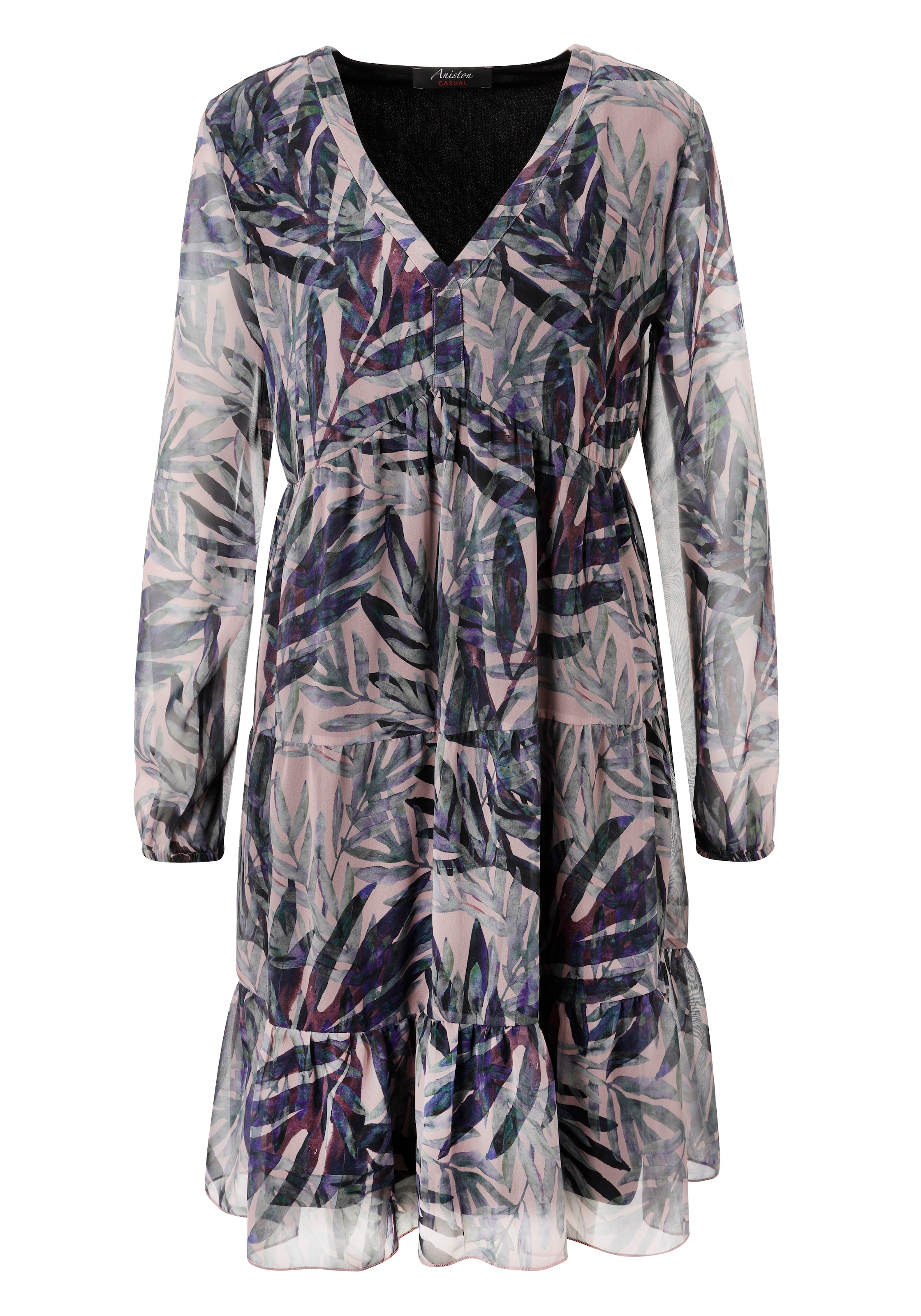 Aniston CASUAL Tunikakleid mit exotischen Blättern im Batik-Look bedruckt - NEUE KOLLEKTION