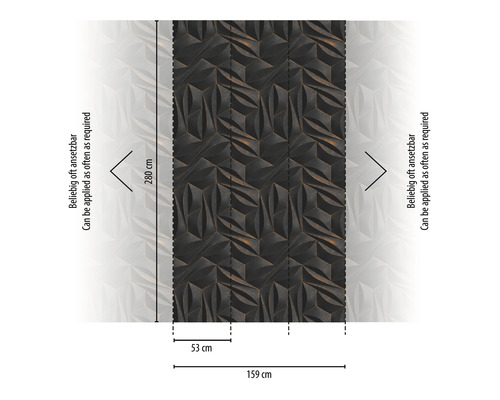Vliesbehang 39179-1 The Wall II 3D grafisch antraciet 3-delige set 159 x 280 cm